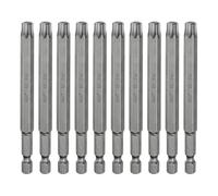 sourcing map 10pcs T45 Torx Head Screwdriver Bit 1/4" Hex Shank 4" (100mm) Long Magnetic No Hole Tip Tamper Proof 6 Point Star Screw Driver Drill Bits S2 Steel Industrial Power Screwdrivers