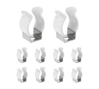 sourcing map 10Pcs T5 U Clips Holder Bracket, Stainless Steel LED Fluorescent Tube Clip, Lamp Support Pipe Clamps for 10mm 3/8" Light Bulb Tube Rod Mounting Accessories, 23mm H, White
