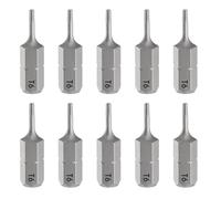 sourcing map 10pcs T6 Torx Screwdriver Bit 1/4" Hex Shank 25mm/1" Length Magnetic Star 6 Point Head S2 Steel Screw Driver Bit