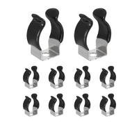 sourcing map 10Pcs T6 U Clips Holder Bracket, Stainless Steel LED Fluorescent Tube Clip, Lamp Support Pipe Clamps for 15mm 19/32" Light Bulb Tube Rod Mounting Accessories, 25mm H, Black