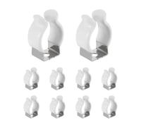 sourcing map 10Pcs T6 U Clips Holder Bracket, Stainless Steel LED Fluorescent Tube Clip, Lamp Support Pipe Clamps for 15mm 19/32" Light Bulb Tube Rod Mounting Accessories, 25mm H, White