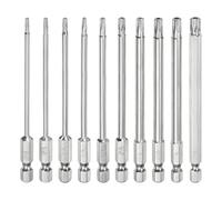 sourcing map 10pcs T7-T35 Security Torx Bit 1/4" Hex Shank 4" Long S2 Steel Magnetic Tamper Resistant Star Bits Screwdriver Torx Head with Hole for Driver Drill Bits Remove Fastening Screws