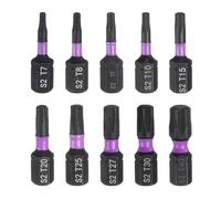 sourcing map 10pcs T7-T40 Torx Screwdriver Bit 1/4" Hex Shank 25mm/1" Length Magnetic Star 6 Point Head Hex Bits S2 Steel Screw Driver Bit Industrial Grade Electric Drill Bits