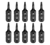 sourcing map 10pcs T8 Torx Screwdriver Bit 1/4" Hex Shank 25mm/1" Length S2 Steel Star 6 Point Head Hex Security Screw Driver Bits with Hole for Impact Electric Screw Driver Power Tools, Black