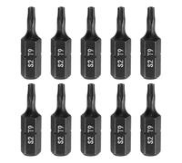 sourcing map 10pcs T9 Torx Screwdriver Bit 1/4" Hex Shank 25mm/1" Length S2 Steel Star 6 Point Head Hex Security Screw Driver Bits with Hole for Impact Electric Screw Driver Power Tools, Black