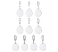 sourcing map 10Pcs Tablecloth Weights, Marble Table Cover Weights with Metal Clips, Teardrop Shape Stone Tablecloth Pendant 4.5 x 3.5cm for Outdoor Party Picnic Garden Table Decoration, White