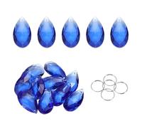 sourcing map 10Pcs Teardrop Crystal Beads, 38mm K9 Glass Hanging Chandelier Bead Prisms Part with 304 Stainless Steel Ring for Crystal Chandelier Lamp Pendant Jewelry, Blue