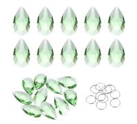 sourcing map 10Pcs Teardrop Crystal Beads, 38mm K9 Glass Hanging Chandelier Bead Prisms Part with 304 Stainless Steel Ring for Crystal Chandelier Lamp Pendant Jewelry, Fruit Green