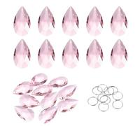 sourcing map 10Pcs Teardrop Crystal Beads, 38mm K9 Glass Hanging Chandelier Bead Prisms Part with 304 Stainless Steel Ring for Crystal Chandelier Lamp Pendant Jewelry, Pink