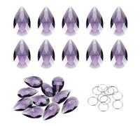 sourcing map 10Pcs Teardrop Crystal Beads, 38mm K9 Glass Hanging Chandelier Bead Prisms Part with 304 Stainless Steel Ring for Crystal Chandelier Lamp Pendant Jewelry, Violet