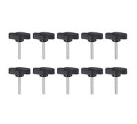 sourcing map 10pcs Tee Wing Knobs Thumb Screws M4 x 25mm Standard Male Thread Plastic T/Z Knobs Adjustable Handles Hand Clamping Thumbscrew, Black