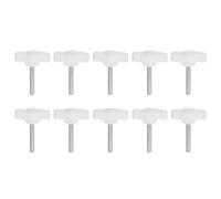 sourcing map 10pcs Tee Wing Knobs Thumb Screws M4 x 25mm Standard Male Thread Plastic T/Z Knobs Adjustable Handles Hand Clamping Thumbscrew, White