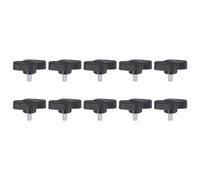 sourcing map 10pcs Tee Wing Knobs Thumb Screws M4 x 6mm Standard Male Thread Plastic T/Z Knobs Adjustable Handles Hand Clamping Thumbscrew, Black