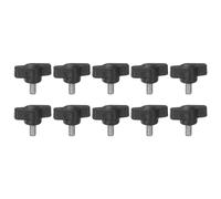 sourcing map 10pcs Tee Wing Knobs Thumb Screws M5 x 10mm Standard Male Thread Plastic T/Z Knobs Adjustable Handles Hand Clamping Thumbscrew, Black