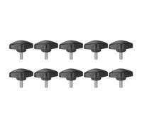 sourcing map 10pcs Tee Wing Knobs Thumb Screws M5 x 12mm Standard Male Thread Plastic T Knobs Handles Hand Clamping Knobs Grip Thumbscrew, Black