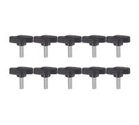 sourcing map 10pcs Tee Wing Knobs Thumb Screws M5 x 14mm Standard Male Thread Plastic T/Z Knobs Adjustable Handles Hand Clamping Thumbscrew, Black