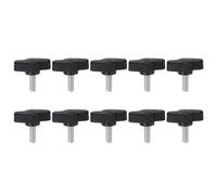 sourcing map 10pcs Tee Wing Knobs Thumb Screws M5 x 16mm Male Thread 27mm Plastic Head T Knobs Adjustable Handles Hand Clamping Knobs Grip Thumbscrew, Black