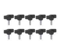 sourcing map 10pcs Tee Wing Knobs Thumb Screws M5 x 16mm Standard Male Thread Plastic T/Z Knobs Adjustable Handles Hand Clamping Thumbscrew, Black