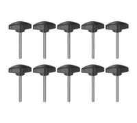 sourcing map 10pcs Tee Wing Knobs Thumb Screws M5 x 50mm Standard Male Thread Plastic T Knobs Handles Hand Clamping Knobs Grip Thumbscrew, Black