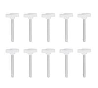 sourcing map 10pcs Tee Wing Knobs Thumb Screws M5 x 50mm Standard Male Thread Plastic T/Z Knobs Adjustable Handles Hand Clamping Thumbscrew, White