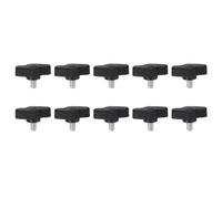 sourcing map 10pcs Tee Wing Knobs Thumb Screws M5 x 8mm Male Thread 27mm Plastic Head T Knobs Adjustable Handles Hand Clamping Knobs Grip Thumbscrew, Black