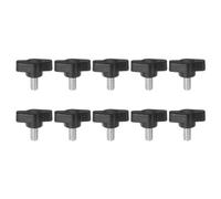 sourcing map 10pcs Tee Wing Knobs Thumb Screws M6 x 10mm Standard Male Thread Plastic T/Z Knobs Adjustable Handles Hand Clamping Thumbscrew, Black