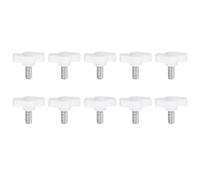sourcing map 10pcs Tee Wing Knobs Thumb Screws M6 x 12mm Standard Male Thread Plastic T/Z Knobs Adjustable Handles Hand Clamping Thumbscrew, White