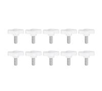 sourcing map 10pcs Tee Wing Knobs Thumb Screws M6 x 14mm Standard Male Thread Plastic T/Z Knobs Adjustable Handles Hand Clamping Thumbscrew, White