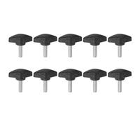 sourcing map 10pcs Tee Wing Knobs Thumb Screws M6 x 20mm Standard Male Thread Plastic T Knobs Handles Hand Clamping Knobs Grip Thumbscrew, Black