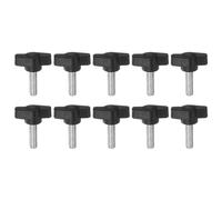 sourcing map 10pcs Tee Wing Knobs Thumb Screws M6 x 20mm Standard Male Thread Plastic T/Z Knobs Adjustable Handles Hand Clamping Thumbscrew, Black