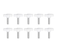 sourcing map 10pcs Tee Wing Knobs Thumb Screws M6 x 20mm Standard Male Thread Plastic T/Z Knobs Adjustable Handles Hand Clamping Thumbscrew, White