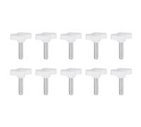 sourcing map 10pcs Tee Wing Knobs Thumb Screws M6 x 25mm Standard Male Thread Plastic T/Z Knobs Adjustable Handles Hand Clamping Thumbscrew, White