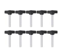 sourcing map 10pcs Tee Wing Knobs Thumb Screws M6 x 35mm Male Thread 27mm Plastic Head T Knobs Adjustable Handles Hand Clamping Knobs Grip Thumbscrew, Black