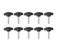 sourcing map 10pcs Tee Wing Knobs Thumb Screws M6 x 35mm Standard Male Thread Plastic T Knobs Handles Hand Clamping Knobs Grip Thumbscrew, Black