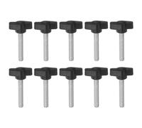 sourcing map 10pcs Tee Wing Knobs Thumb Screws M6 x 40mm Standard Male Thread Plastic T/Z Knobs Adjustable Handles Hand Clamping Thumbscrew, Black