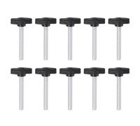 sourcing map 10pcs Tee Wing Knobs Thumb Screws M6 x 45mm Male Thread 27mm Plastic Head T Knobs Adjustable Handles Hand Clamping Knobs Grip Thumbscrew, Black