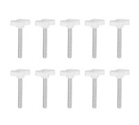 sourcing map 10pcs Tee Wing Knobs Thumb Screws M6 x 45mm Standard Male Thread Plastic T/Z Knobs Adjustable Handles Hand Clamping Thumbscrew, White