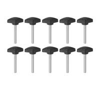 sourcing map 10pcs Tee Wing Knobs Thumb Screws M6 x 50mm Standard Male Thread Plastic T Knobs Handles Hand Clamping Knobs Grip Thumbscrew, Black