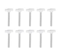 sourcing map 10pcs Tee Wing Knobs Thumb Screws M6 x 50mm Standard Male Thread Plastic T/Z Knobs Adjustable Handles Hand Clamping Thumbscrew, White