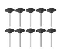 sourcing map 10pcs Tee Wing Knobs Thumb Screws M6 x 60mm Standard Male Thread Plastic T Knobs Handles Hand Clamping Knobs Grip Thumbscrew, Black