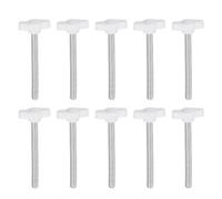 sourcing map 10pcs Tee Wing Knobs Thumb Screws M6 x 60mm Standard Male Thread Plastic T/Z Knobs Adjustable Handles Hand Clamping Thumbscrew, White