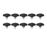 sourcing map 10pcs Tee Wing Knobs Thumb Screws M8 x 12mm Standard Male Thread Plastic T Knobs Handles Hand Clamping Knobs Grip Thumbscrew, Black