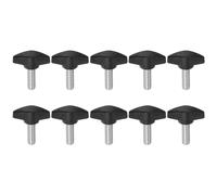 sourcing map 10pcs Tee Wing Knobs Thumb Screws M8 x 20mm Standard Male Thread Plastic T Knobs Handles Hand Clamping Knobs Grip Thumbscrew, Black