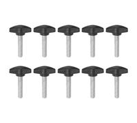 sourcing map 10pcs Tee Wing Knobs Thumb Screws M8 x 35mm Standard Male Thread Plastic T Knobs Handles Hand Clamping Knobs Grip Thumbscrew, Black