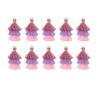 sourcing map 10Pcs Tiny Tri-Layered Tassels 1.6" Mini Tassel Bag Charm Bohemian Keychains Handmade Tassel Keychain for DIY Projects, Jewelry Making, Decoration (Pink/Purple/Pink)