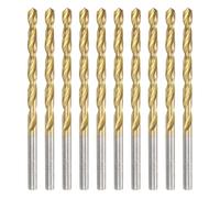 sourcing map 10pcs Titanium Twist Drill Bit 1/8" Drilling Dia High Speed Steel Drills for Hardened Metal, Stainless Steel, Cast Iron, Wood, Plastic