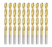 sourcing map 10pcs Titanium Twist Drill Bit 13/64" Drilling Dia High Speed Steel Drills for Hardened Metal, Stainless Steel, Cast Iron, Wood, Plastic