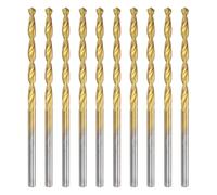 sourcing map 10pcs Titanium Twist Drill Bit 3/32" Drilling Dia High Speed Steel Drills for Hardened Metal, Stainless Steel, Cast Iron, Wood, Plastic