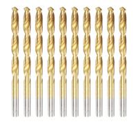 sourcing map 10pcs Titanium Twist Drill Bit 9/32" Drilling Dia High Speed Steel Drills for Hardened Metal, Stainless Steel, Cast Iron, Wood, Plastic