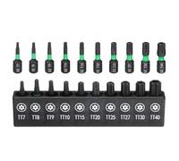 sourcing map 10pcs Torx Screwdriver Bit Set TT7 TT8 TT9 TT10 TT15 TT20 TT25 TT27 TT30 TT40 S2 Steel 1/4" Hex Shank Magnetic Power Drill Bits with Bit Holder